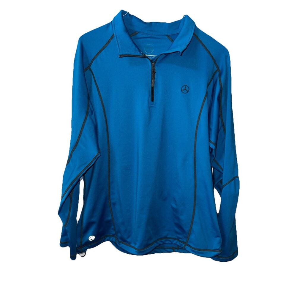 Mercedes Benz Womens Quarter Zip Pullover Blue Athletic Stretch Performance MBCA